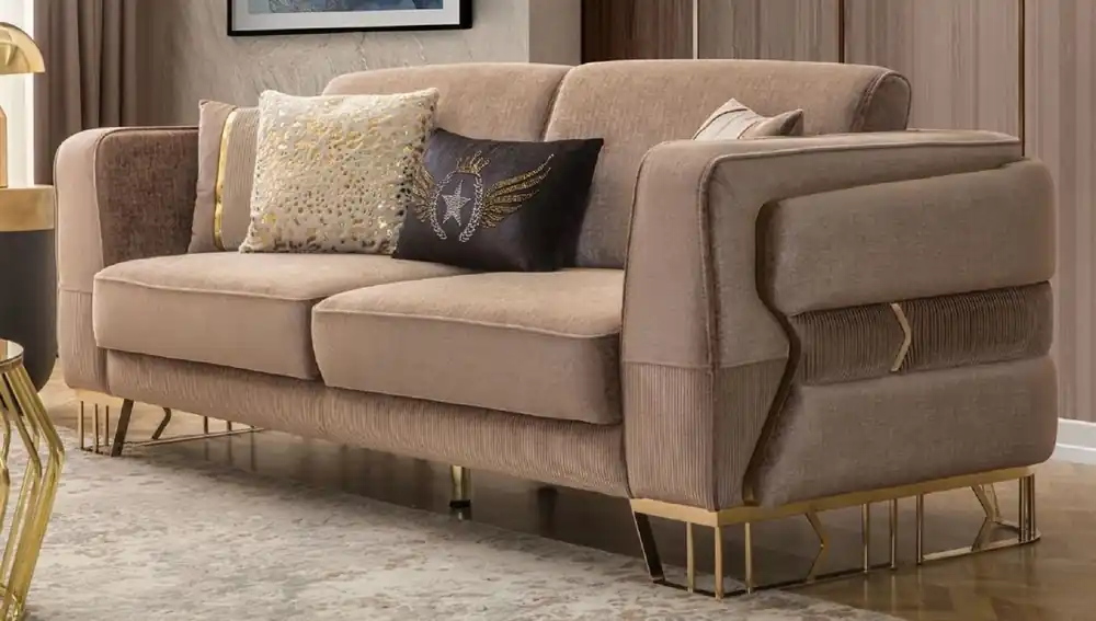 Schnäppchen Casa Padrino divano lusso marrone / oro 230 x 90 x A. 77 cm - Divano da soggiorno - Divano per hotel - Mobili da soggiorno - Mobili per hotel - Arredamento da soggiorno di lusso