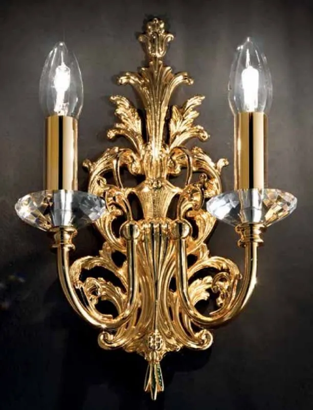 Geprüft Casa Padrino lampada da parete doppia barocco di lusso in cristallo oro 22 x 12 x A. 33 cm - Magnifica lampada da parete in stile barocco - Luci barocche - Qualità di lusso - Fatto in Italia