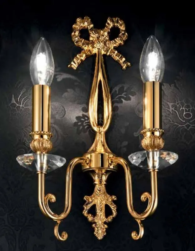 Nur Für Kurze Zeit Casa Padrino lampada da parete doppia barocco di lusso in cristallo oro 23 x 12 x A. 36 cm - Magnifica lampada da parete in stile barocco - Luci barocche - Qualità di lusso - Fatto in Italia
