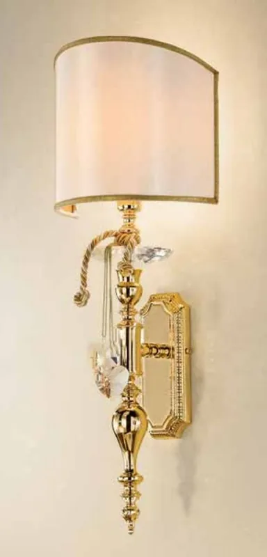 Casa Padrino lampada da parete barocco di lusso in cristallo oro / avorio 20 x 15 x H. 55 cm - Magnifica lampada da parete in stile barocco - Luci barocche - Qualità di lusso - Fatto in Italia Direkt Vom Hersteller
