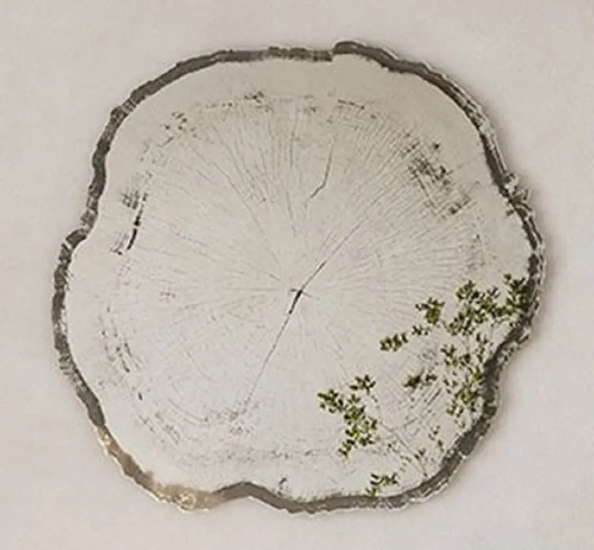 Jetzt Kaufen Casa Padrino specchio da parete di lusso nel design a fetta d'albero bianco / nero 80 x 2,5 x A. 78 cm - Specchio da soggiorno - Specchio per camera da letto - Specchio per guardaroba