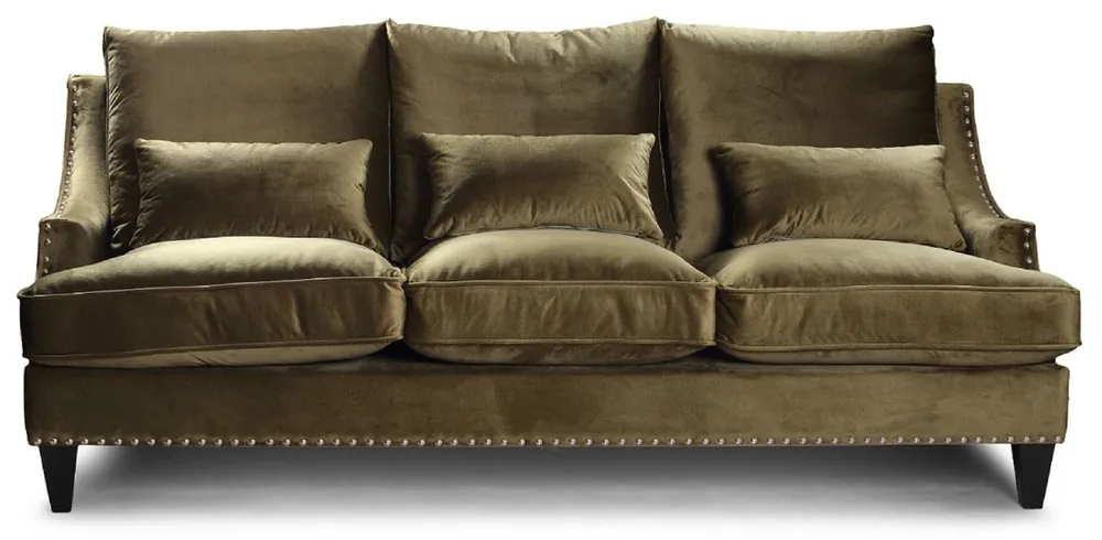 Online Kaufen Casa Padrino divano di lusso verde oliva / nero 220 x 90 cm - Divano da soggiorno - Mobili da soggiorno - Mobili di lusso - Arredi da soggiorno - Arredi di lusso