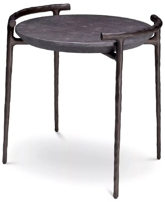 Markenprodukt Casa Padrino tavolino di lusso grigio / bronzo Ø 55 x A. 57,5 cm - Tavolo in alluminio con piano in marmo - Mobile per soggiorno - Mobile di lusso - Arredamento per soggiorno - Qualità di lusso