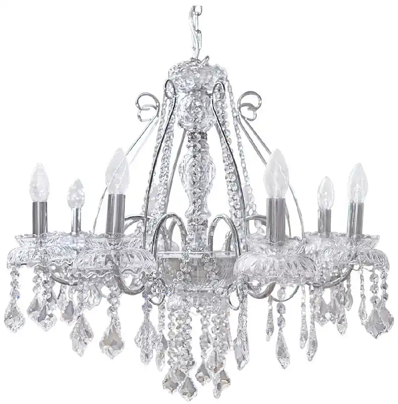 Casa Padrino lampadario barocco di lusso in cristallo argento Ø 58 cm - Magnifico lampadario da soggiorno in stile barocco - Lampadario per hotel - Luci barocche - Interno barocco Zertifiziert