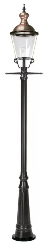 Ausverkauf Casa Padrino lanterna da giardino Art Nouveau nero / rame 49 x 37 x A. 295 cm - Lampada da terra da giardino in alluminio verniciato a polvere - Illuminazione nostalgica - Luci nostalgiche