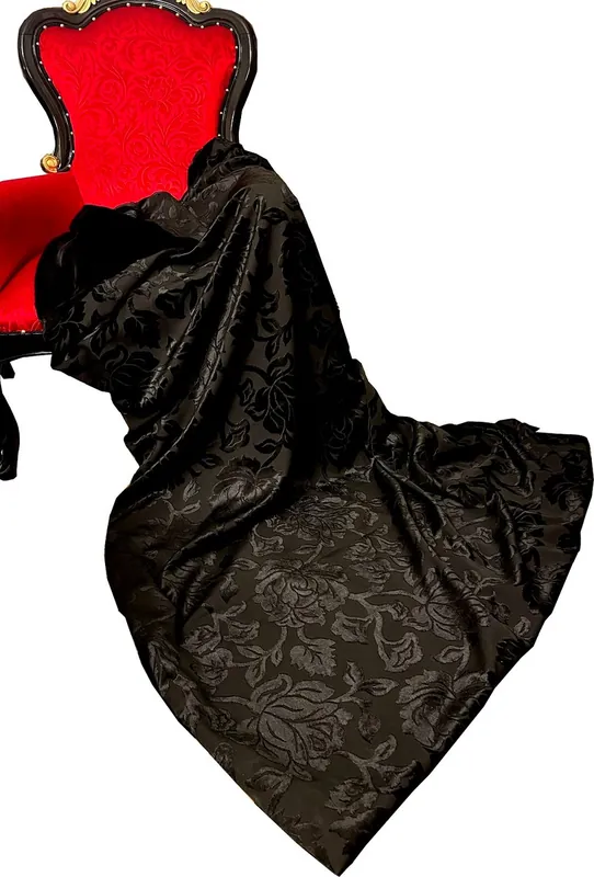 Neue Kollektion Coperta di lusso Pompöös di Casa Padrino barocco nero motivo / nero di Harald Glööckler con un nobile tessuto a motivi floreali