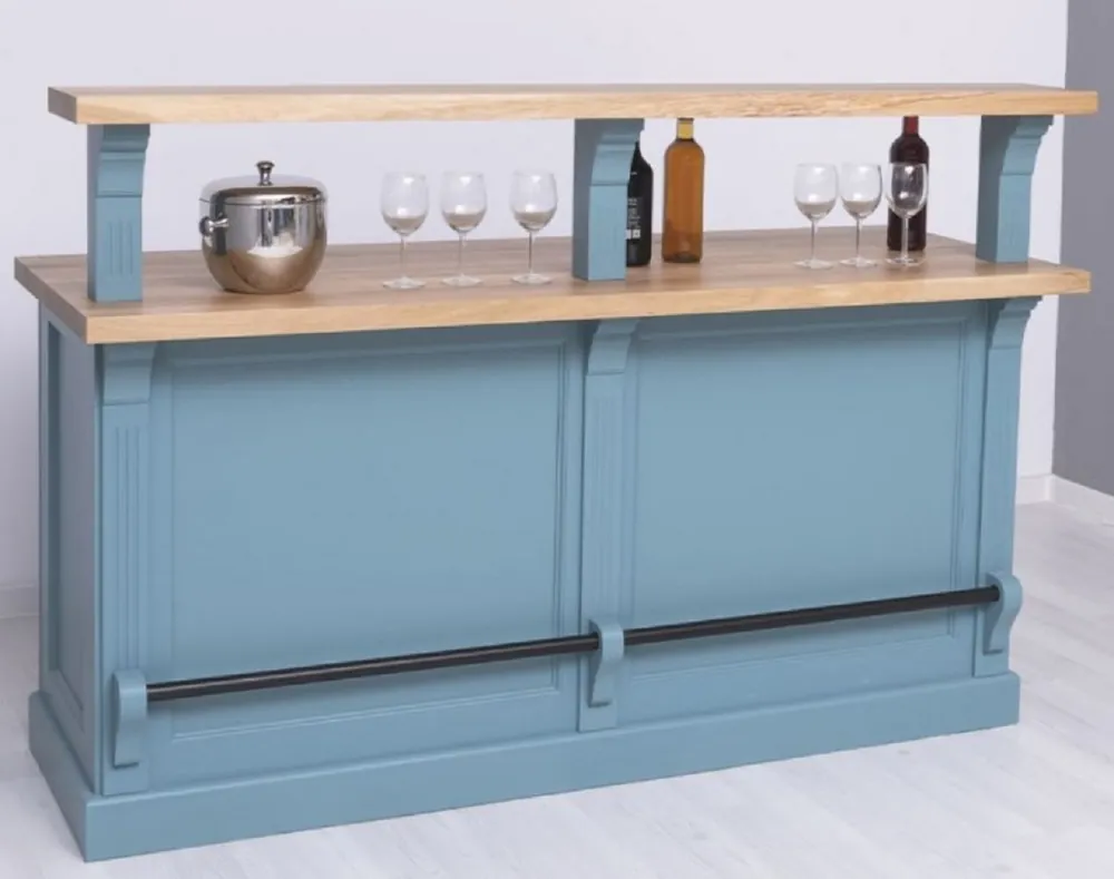 Sofort Bestellen Casa Padrino bancone bar stile country in legno massello azzurro / naturale 180 x 68 x A. 120 cm - Mobili bar in legno massello - Mobili bar in stile country - Arredo stile country