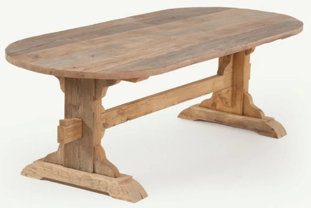 Preisreduziert Casa Padrino tavolo da pranzo in stile country naturale - Diverse Dimensioni - Tavolo da cucina ovale rustico - Mobili rustici per sala da pranzo - Mobili per sala da pranzo in stile country