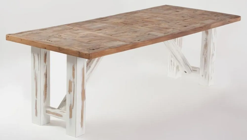 Casa Padrino tavolo da pranzo in stile country naturale / bianco - Diverse Dimensioni - Tavolo da cucina rettangolare - Mobili rustici per sala da pranzo - Mobili per sala da pranzo stile country Direkt Vom Hersteller
