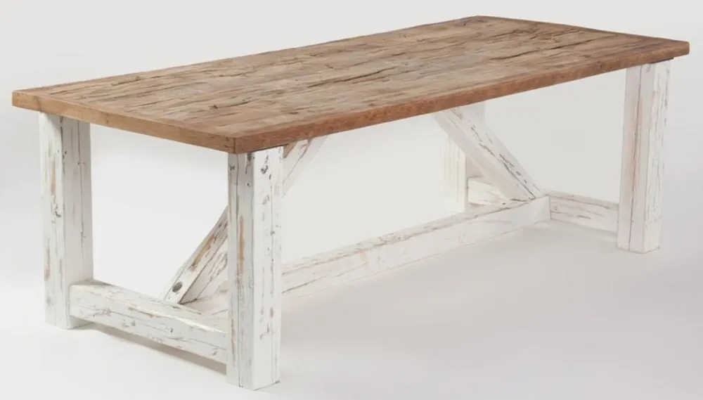 Casa Padrino tavolo da pranzo in stile country naturale / bianco - Diverse Dimensioni - Tavolo da cucina rettangolare - Mobili per sala da pranzo stile country - Mobili rustici per sala da pranzo Neuheit