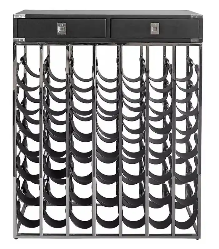 Casa Padrino portabottiglie per vino di lusso con 2 cassetti argento / nero 84 x 25 x A. 104 cm - Portabottiglie Ausverkauf