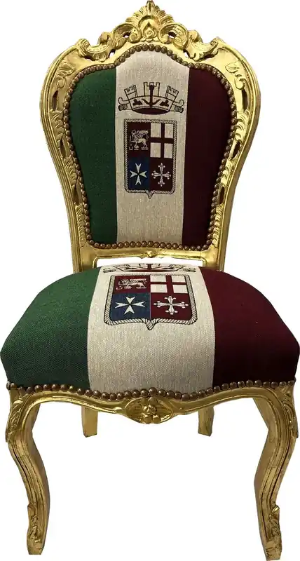 Saisonangebot Casa Padrino sedia da pranzo barocco italia / oro - Sedia in stile antico fatta a mano con bandiera italiana - Mobili per sala da pranzo in stile barocco - Mobili in stile barocco