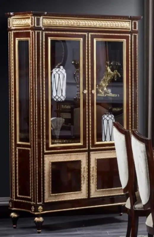 Angebot Casa Padrino vetrina barocco di lusso marrone scuro / oro - Magnifica vetrina in legno massello con 4 ante - Mobili di lusso in stile barocco - Mobili barocchi - Noble & Magnifique
