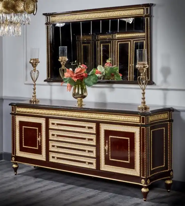 Casa Padrino credenza barocco di lusso con specchio marrone scuro / oro - Mobili di lusso in stile barocco - Mobili barocchi - Arredi barocchi - Nobili e Magnifici Direkt Vom Hersteller