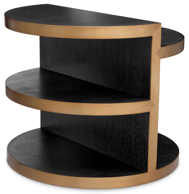 Casa Padrino tavolino di lusso nero grigio / ottone Ø 65 x A. 55,5 cm - Tavolo rotondo da salotto in legno massello - Mobili da soggiorno - Mobili di lusso - Collezione di lusso Rabatt