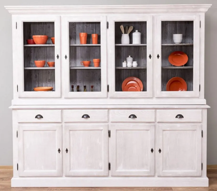 Casa Padrino armadio da pranzo in stile country grigio chiaro / grigio 230 x 45 x A. 200 cm - Armadio da cucina in legno massello - Mobili per sala da pranzo stile country - Arredamenti stile country Markenware