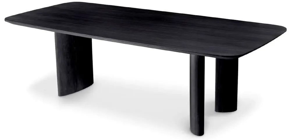 Casa Padrino tavolo da pranzo di lusso nero 241 x 109,5 x A. 77 cm - Tavolo da cucina rettangolare in legno massello - Mobili sala da pranzo - Mobili di lusso - Arredamento di lusso Must-Have