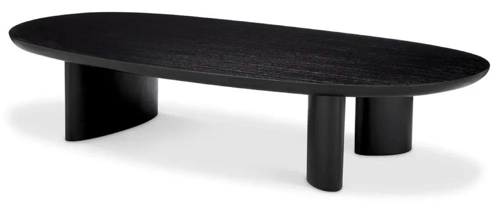 Sonderaktion Casa Padrino tavolo da salotto di lusso nero 168,5 x 86,5 x A. 35,5 cm - Tavolo da soggiorno ovale in legno massello - Mobile per soggiorno - Mobili di lusso - Arredamento di lusso