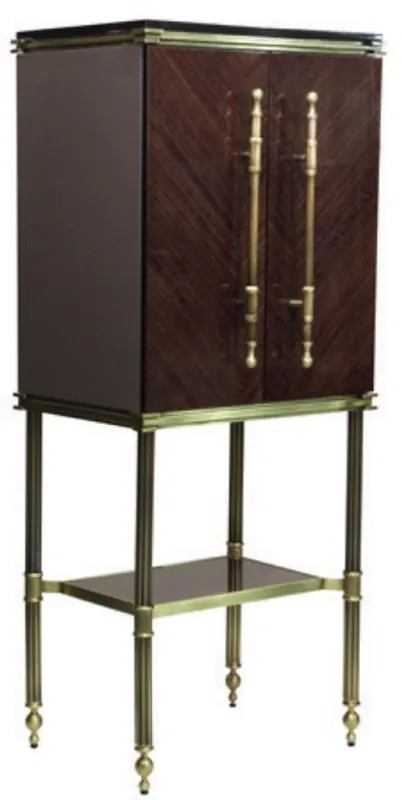 Jetzt Bestellen Casa Padrino armadio bar di lusso marrone scuro lucido / oro opaco 82 x 52 x A. 162 cm - Armadio del vino con 2 ante - Armadio soggiorno - Armadio bar - Mobili Hotel - Collezione di Lusso