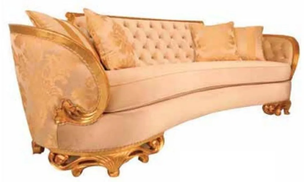 Nur Heute Casa Padrino divano barocco di lusso beige / oro - Magnifico divano da soggiorno - Mobili da soggiorno in stile barocco - Mobili di lusso in stile barocco - Nobile e Magnifico