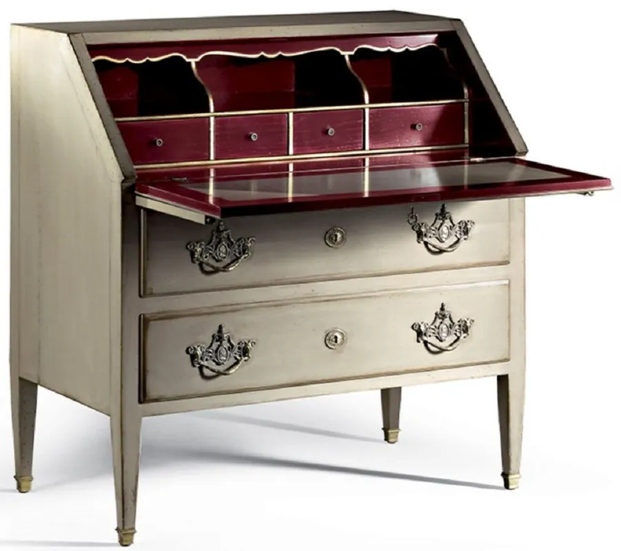 Wochenendangebot Casa Padrino segretario barocco di lusso beige antico / oro / rosso bordeaux - Scrivania fatta a mano stile barocco - Mobile per ufficio di lusso stile barocco - Qualità di lusso - Fatto in Italia