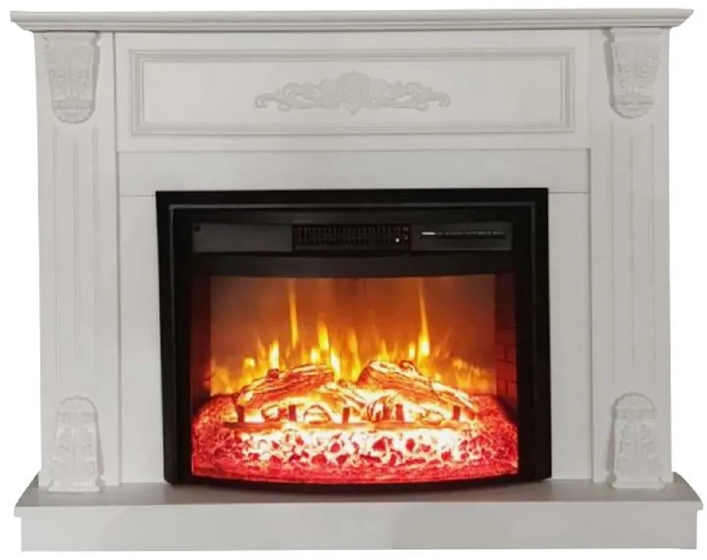 Casa Padrino caminetto elettrico barocco bianco / nero 117 x 31 x A. 94 cm - Caminetto decorativo da soggiorno con telecomando - Mobile soggiorno in stile barocco - Camini elettrici barocco Wochenendangebot