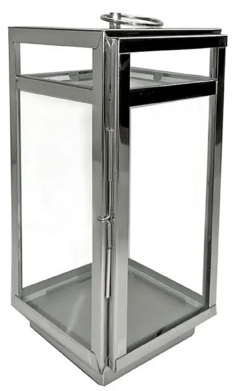 Begrenztes Angebot Casa Padrino portacandele decò argento 18,5 x 18,5 x A. 38 cm - Lanterna in metallo con manico - Accessori per gastronomia - Accessori per ristorante - Accessori per hotel decorativi