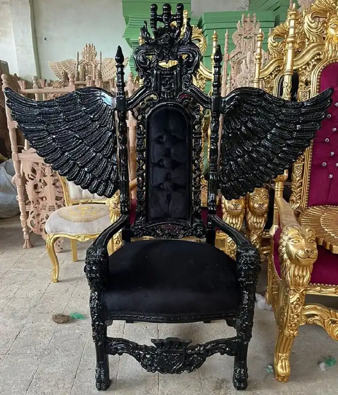 Casa Padrino poltrona trono barocco con tessuto in velluto fine e strass nero - Poltrona reale fatta a mano - Poltrona da sposa - Poltrona gigante - Magnifici mobili barocchi Preisreduziert