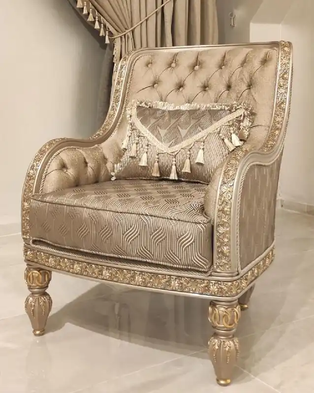 Casa Padrino poltrona barocco di lusso oro / grigio / oro - Magnifica poltrona da salotto - Mobile da soggiorno in stile barocco - Mobile di lusso in stile barocco - Arredamento barocco Garantierte Lieferung