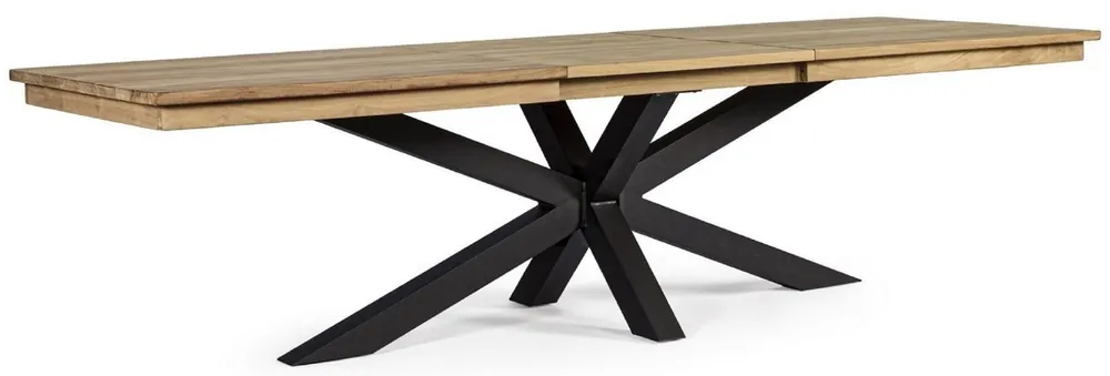 Casa Padrino tavolo da giardino di lusso naturale / nero 220-300 x 100 x A. 78 cm - Tavolo da pranzo allungabile da giardino con piano in teak e gambe in alluminio - Mobili da giardino Angebot