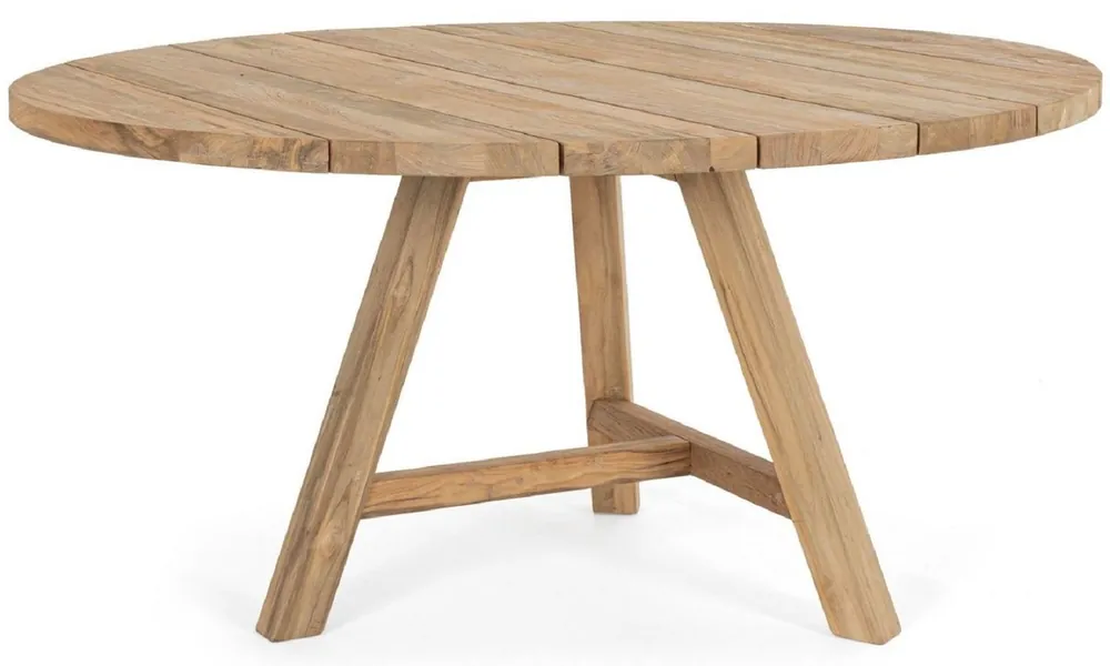 Billig Casa Padrino tavolo da giardino di lusso naturale Ø 150 x A. 75 cm - Tavolo da pranzo rotondo da giardino in teak riciclato - Mobili da giardino in teak - Mobili da giardino di lusso