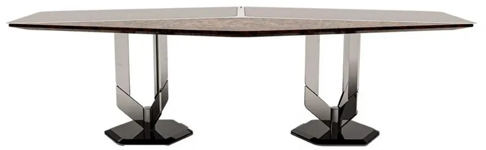 Jetzt Bestellen Casa Padrino tavolo da pranzo di design di lusso nero / marrone / argento 250 x 116 x A. 78 cm - Mobili di lusso - Mobili di design - Mobili per sala da pranzo - Mobili per hotel - Qualità di lusso