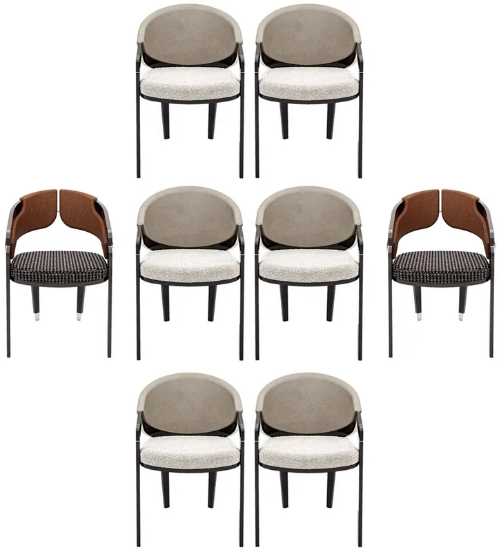 Casa Padrino set di 8 sedie da pranzo di design di lusso grigio / marrone - Mobili di lusso - Mobili di design - Mobili sala da pranzo - Mobili per ristoranti - Mobili per hotel - Qualità di lusso Beliebt