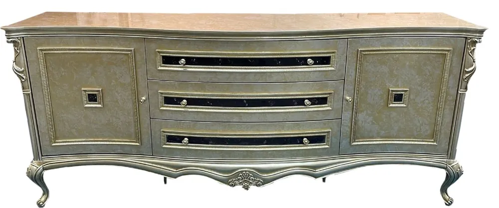 Heißes Angebot Casa Padrino credenza barocco di lusso oro / argento / nero - Magnifico armadio in legno massello con 2 ante e 3 cassetti - Mobili di lusso in stile barocco - Mobili barocchi - Arredi barocchi