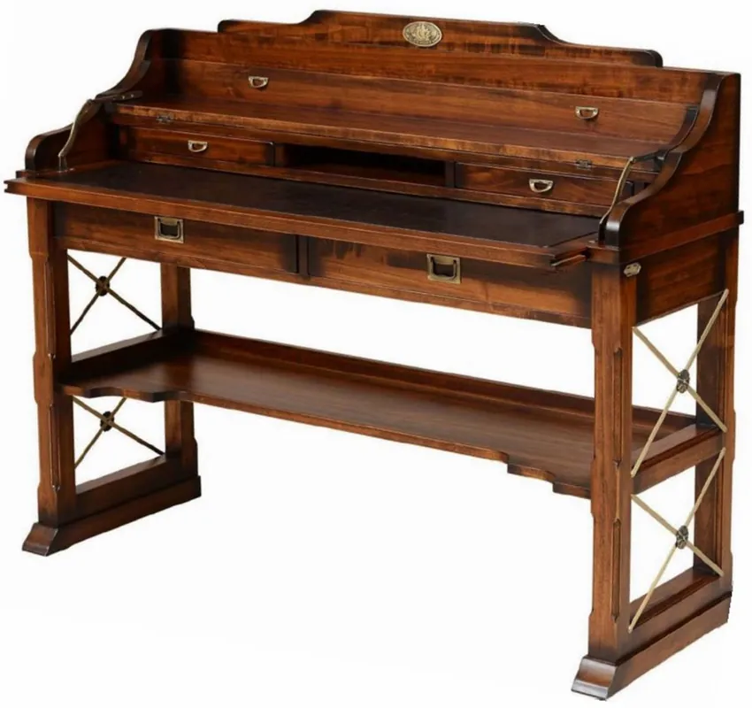 Casa Padrino segretario in stile vintage di lusso marrone 130 x 48 x A. 103,5 cm - Scrivania - Tavolo da ufficio - Mobile ufficio stile vintage - Mobile per ufficio in legno massello di lusso Neue Kollektion