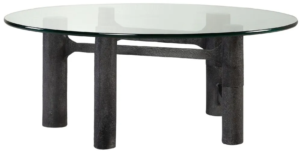 Schneller Versand Casa Padrino tavolo da salotto di lusso nero antico Ø 110 x A. 40,5 cm - Tavolo da salotto rotondo in alluminio con piano in vetro - Mobile per soggiorno - Mobili di lusso - Arredamento di lusso