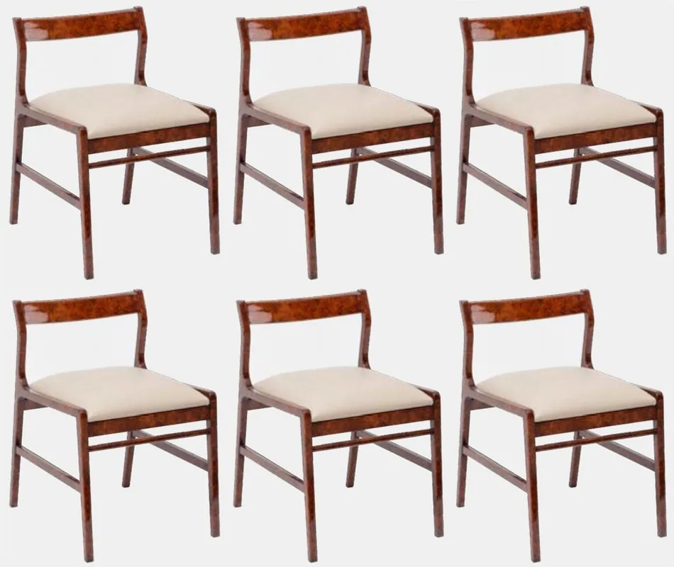 Top-Seller Casa Padrino set di 6 sedie da pranzo di lusso marrone / crema 50 x 67 x A. 77 cm - Sedie da cucina in legno massello di lusso - Mobili sala da pranzo - Mobili da cucina - Mobili di lusso