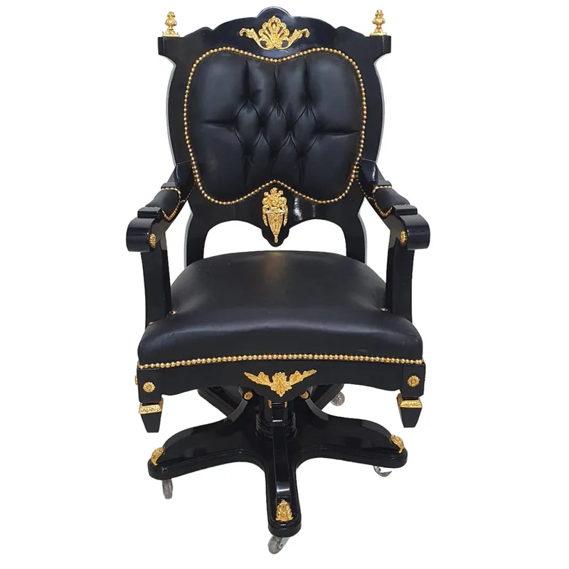 Casa Padrino sedia da ufficio barocca sedia direzionale nera / oro - sedia girevole - sedia da ufficio Jetzt Bestellen