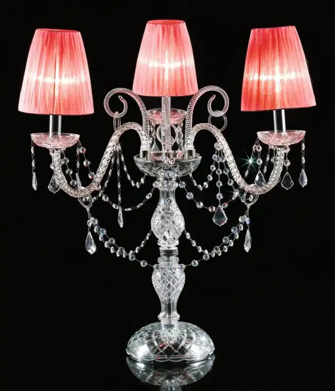 Casa Padrino lampada da tavolo in cristallo barocco di lusso argento / rosso Ø 55 x A. 60 cm - Magnifica lampada da scrivania barocco con vetro veneziano e cristallo Swarovski - Fatto in Italia Top-Preis