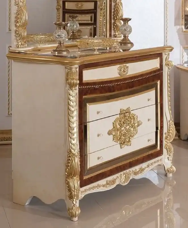 Aktuell Casa Padrino cassettone barocco di lusso bianco / beige / marrone / oro - Cassettone in stile barocco fatto a mano con 4 cassetti - Mobili per camera da letto in stile barocco di lusso