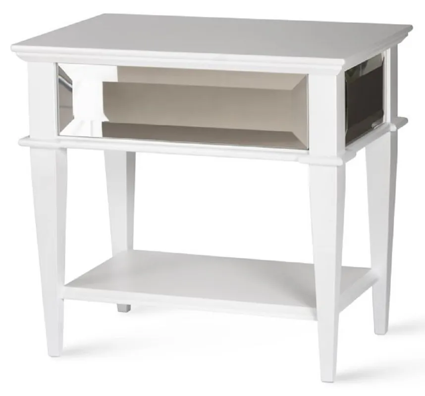 Jetzt Kaufen Casa Padrino comodino Art Deco di lusso bianco 60 x 40 x A. 56 cm - Comodino a specchio con cassetto - Mobili camera da letto - Mobili camera bambini - Mobili Art Deco - Mobili di lusso