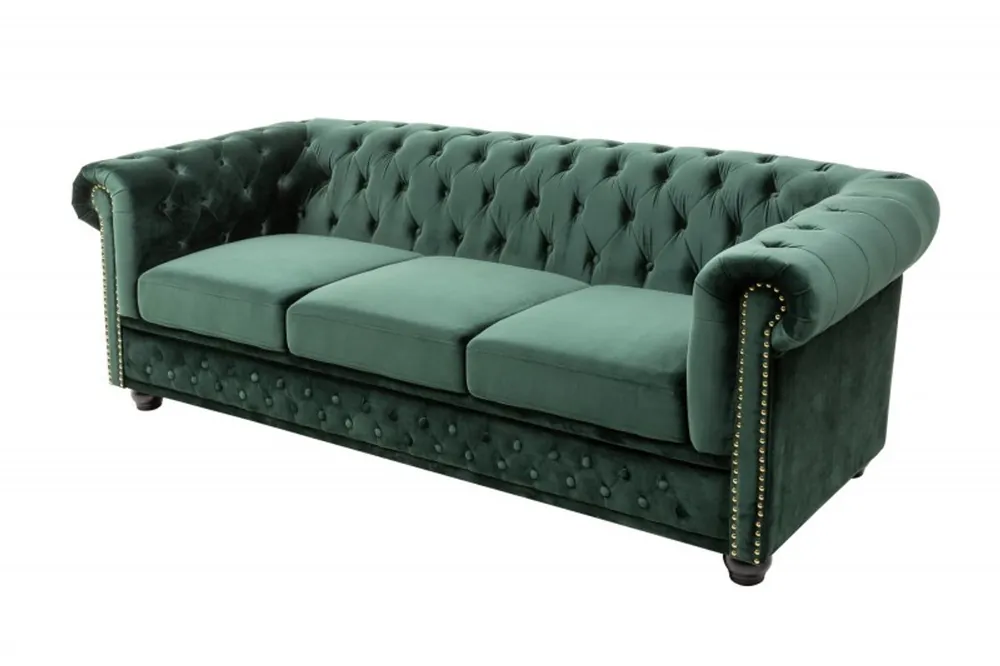 Sonderaktion Casa Padrino divano Chesterfield a 3 posti in verde / marrone / oro 205 x 73 x A. 85 cm - Divano Chesterfield di design