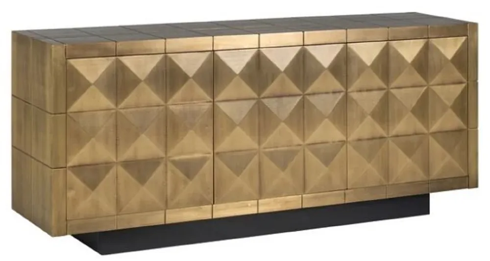 Casa Padrino credenza di lusso oro / nero 180 x 45 x A. 77 cm - Armadio in legno massello 3 ante - Mobile soggiorno - Mobile sala da pranzo - Mobile di lusso - Arredamento di lusso Must-Have