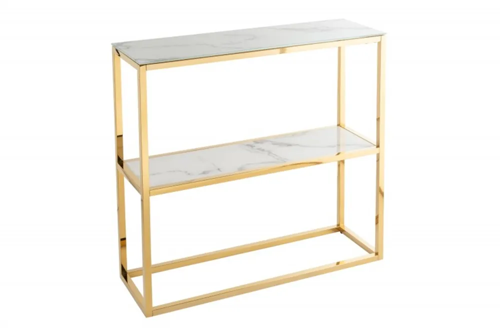 Neue Ware Casa Padrino consolle oro / bianco / grigio 80 x 26 x A. 80 cm - consolle con piano in vetro - mobili per soggiorno