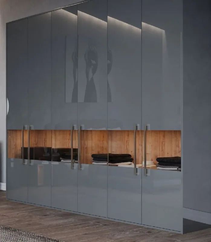 Casa Padrino armadio per camera da letto di lusso grigio / naturale 275 x 59,6 x A. 244 cm - Armadio in legno massello con 6 ante - Mobili camera da letto - Mobili hotel - Mobili di lusso Jetzt Bestellen
