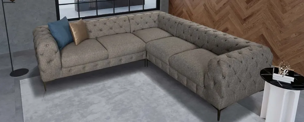 Preis Gesenkt Casa Padrino divano angolare Chesterfield di lusso grigio 261 x 261 x A. 76,5 cm - Divano da soggiorno - Mobili da soggiorno - Mobili Chesterfield - Mobili di lusso