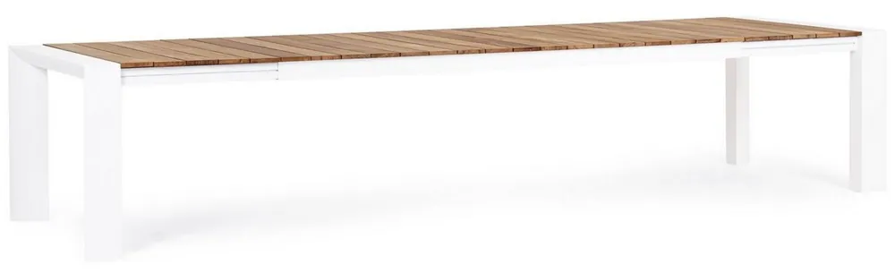 Casa Padrino tavolo da giardino di lusso naturale / bianco 253-384 x 110 x A. 75 cm - Tavolo da pranzo allungabile da giardino con piano in teak e gambe in alluminio - Mobili da giardino Solange Der Vorrat Reicht