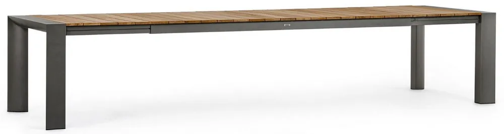 Highlight Casa Padrino tavolo da giardino di lusso naturale / grigio 253-384 x 110 x A. 75 cm - Tavolo da pranzo allungabile da giardino con piano in teak e gambe in alluminio - Mobili da giardino