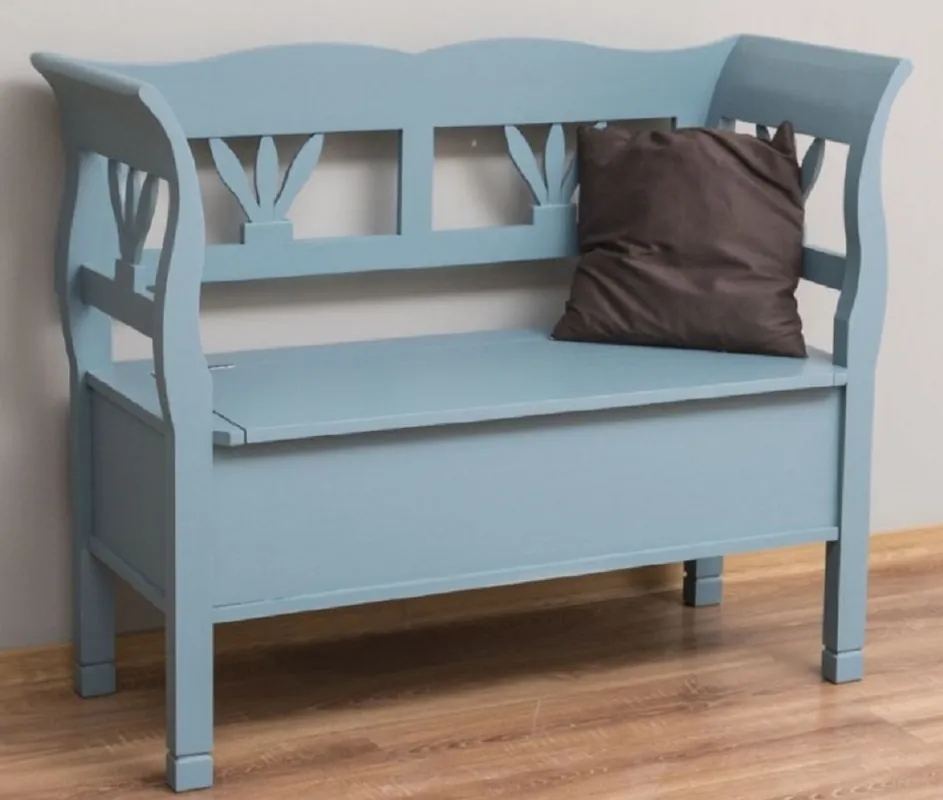 Casa Padrino panca in stile country azzurro 117 x 48 x A. 92 cm - Panca in legno massello con vano contenitore - Mobili in legno massello - Mobili in stile country - Arredi stile country Kracherpreis