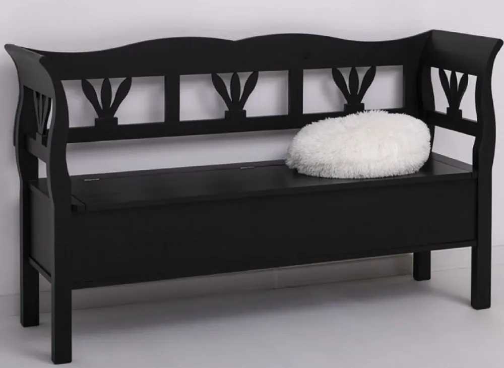 Casa Padrino panca in stile country nero 163 x 48 x A. 92 cm - Panca in legno massello con vano contenitore - Mobili in legno massello - Mobili in stile country - Arredi stile country Angebot